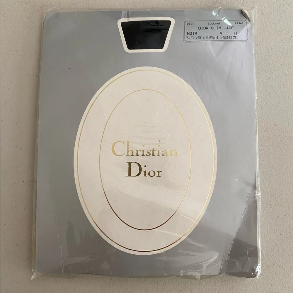 Vintage Christian Dior Slim Lace Black Tights Pantyhose in original package
